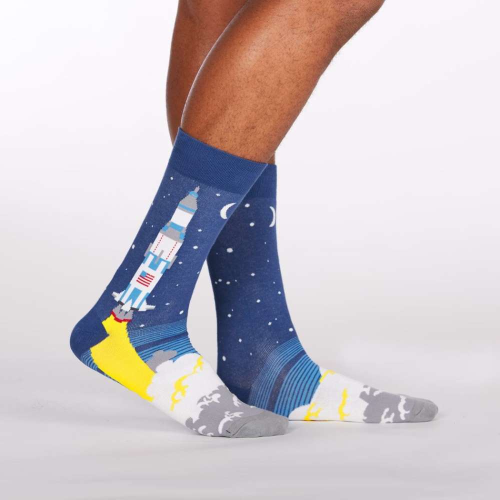 3, 2, 1, Lift Off Men’s Crew Socks