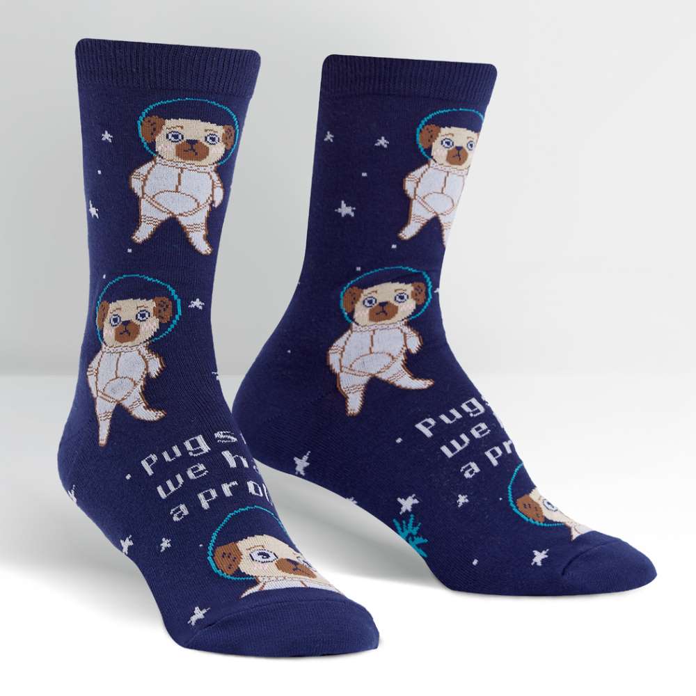 Pugston, We Have a Problem Crew Socks