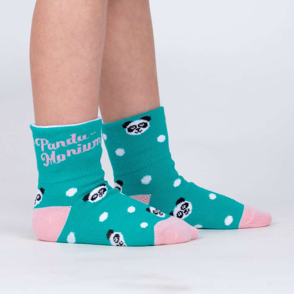 Panda Pair Junior Turn Cuff Socks