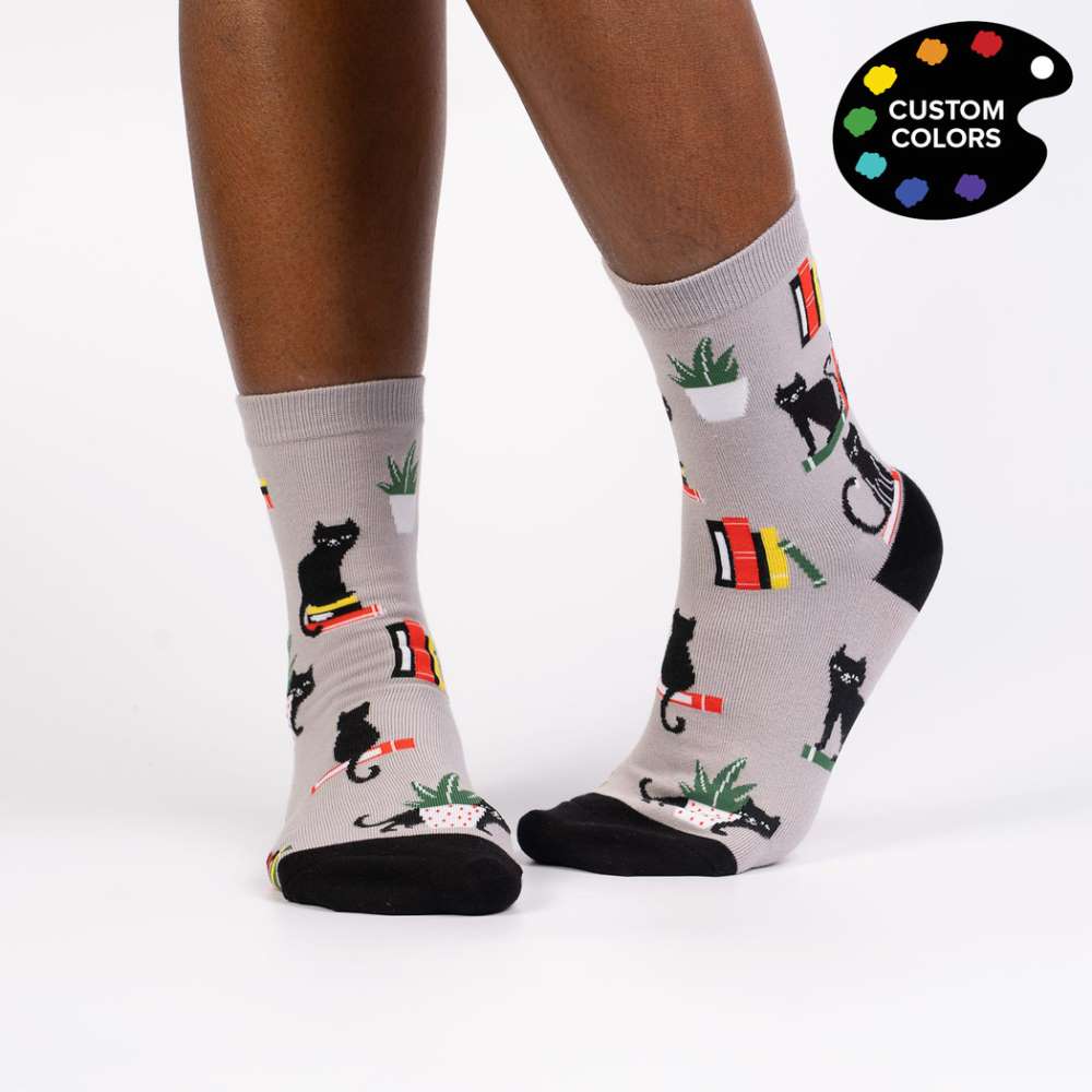 Booked for Meow Women’s Crew Socks