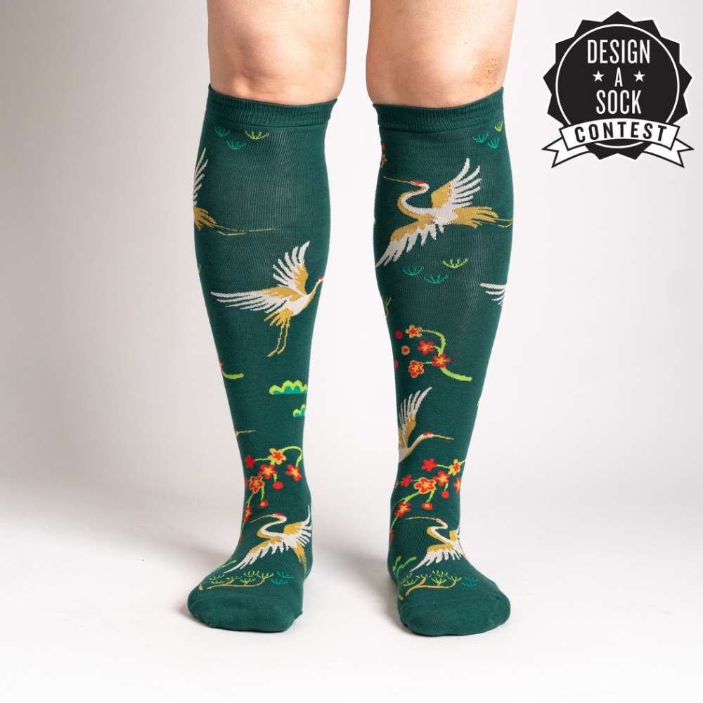 Flying Cranes Knee High Socks