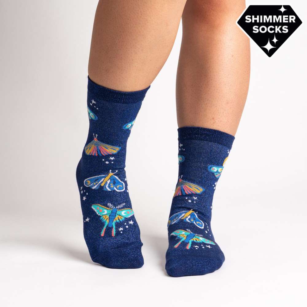 Moonlit Moth Crew Socks