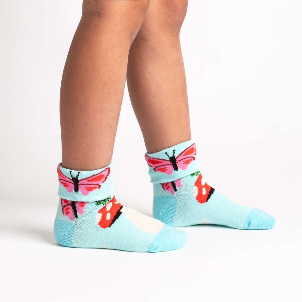 Out Pops a Butterfly Junior Turn Cuff Socks